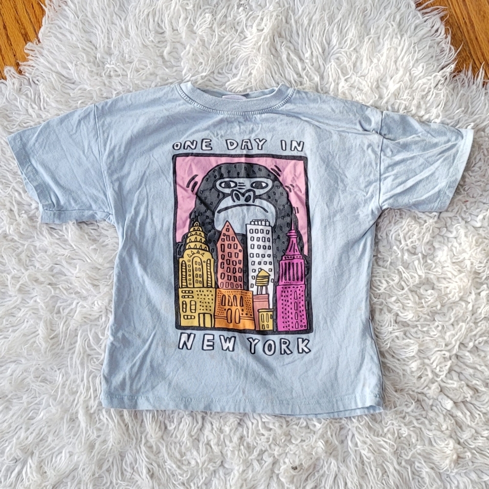 Zara Kids Light Blue New York Graphic Tee